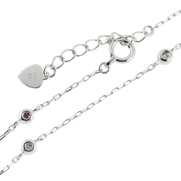 K18WG ルビー ダイヤモンド ブレスレット D0.03ct ステーション