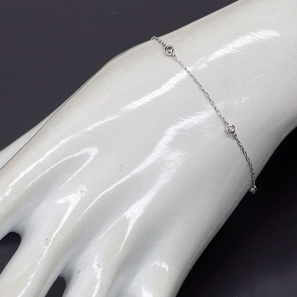 K18WG ルビー ダイヤモンド ブレスレット D0.03ct ステーション