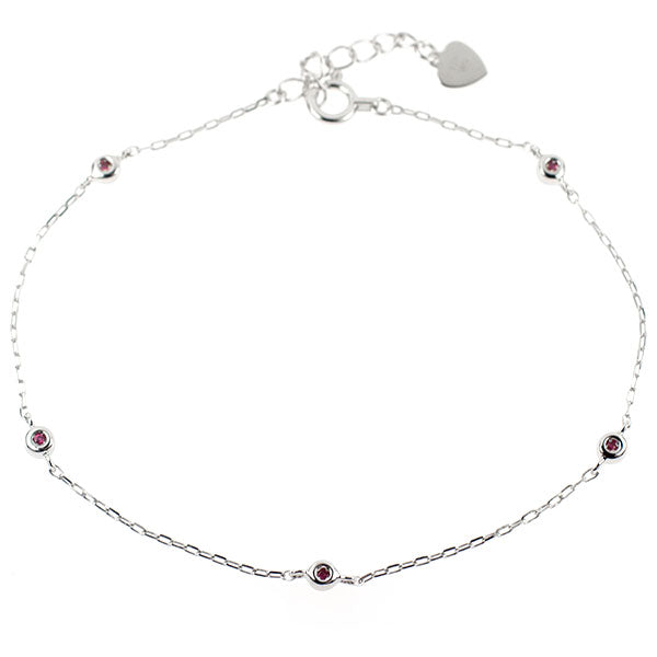 K18WG ルビー ダイヤモンド ブレスレット D0.03ct ステーション