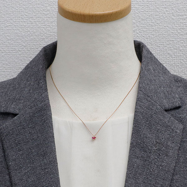 K18PG ルビー ペンダントネックレス 0.15ct ハート ミステリーセッティング