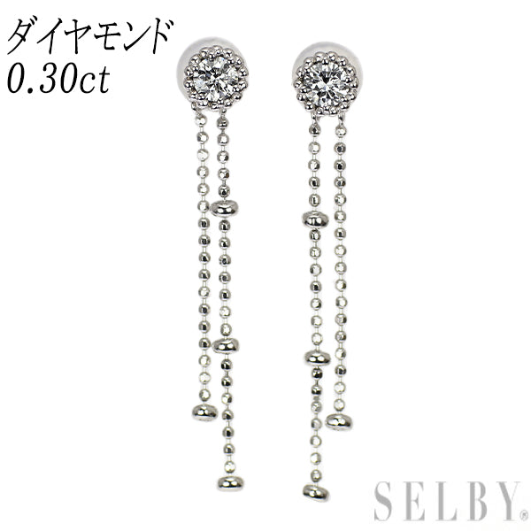 K18WG ダイヤモンド ピアス 0.30ct 2WAY