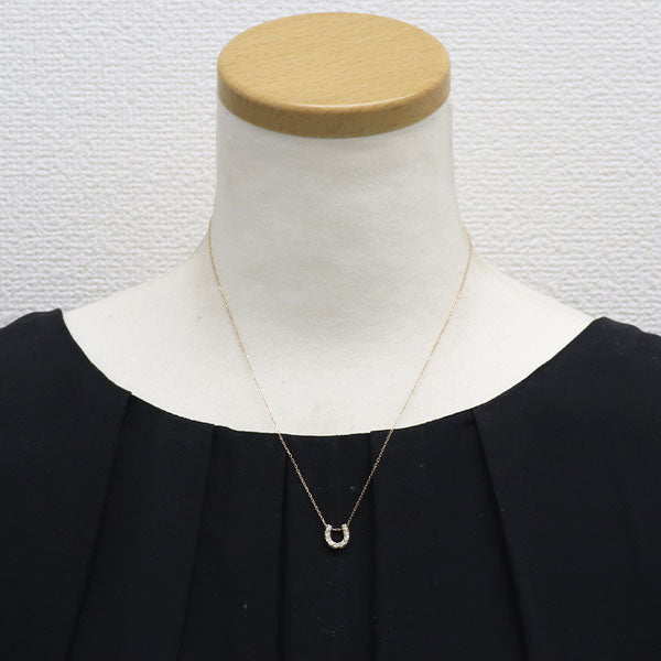 K10PG ダイヤモンド ペンダントネックレス 0.20ct 馬蹄