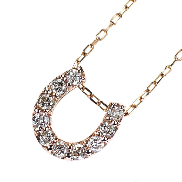 K10PG ダイヤモンド ペンダントネックレス 0.20ct 馬蹄