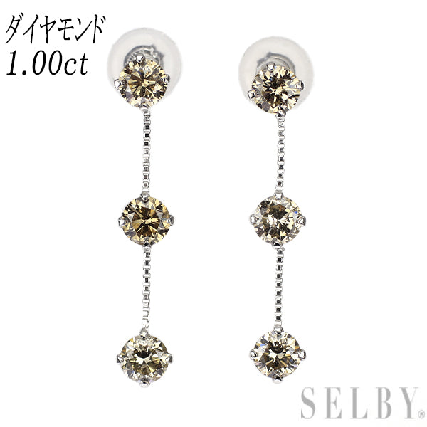 Pt900 ダイヤモンド ピアス Pt900 ダイヤモンド ピアス 1.00ct スリー