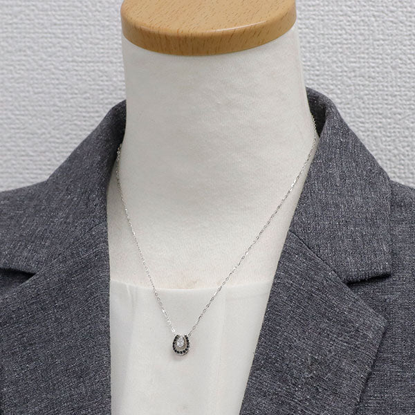 K18WG ブラック ダイヤモンド ペンダントネックレス 0.10ct D0.05ct  馬蹄 ３WAY