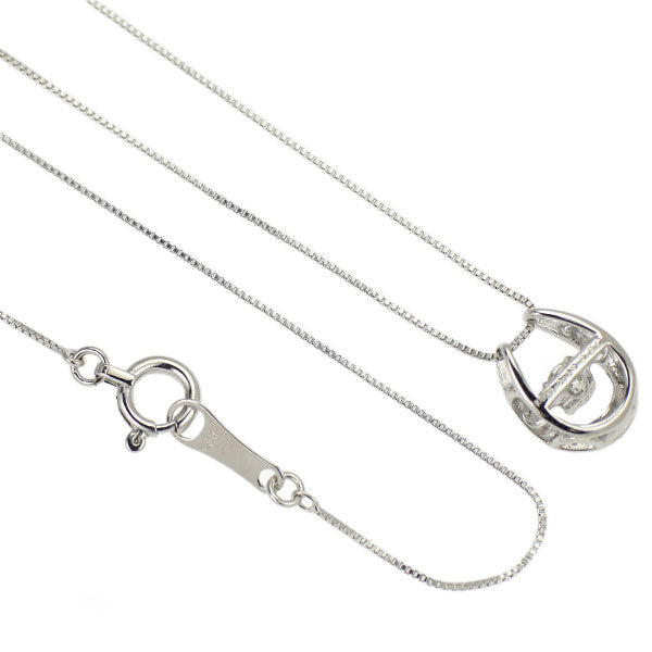 K18WG ダイヤモンド ペンダントネックレス 0.09ct D0.02ct 馬蹄 ホースシュー