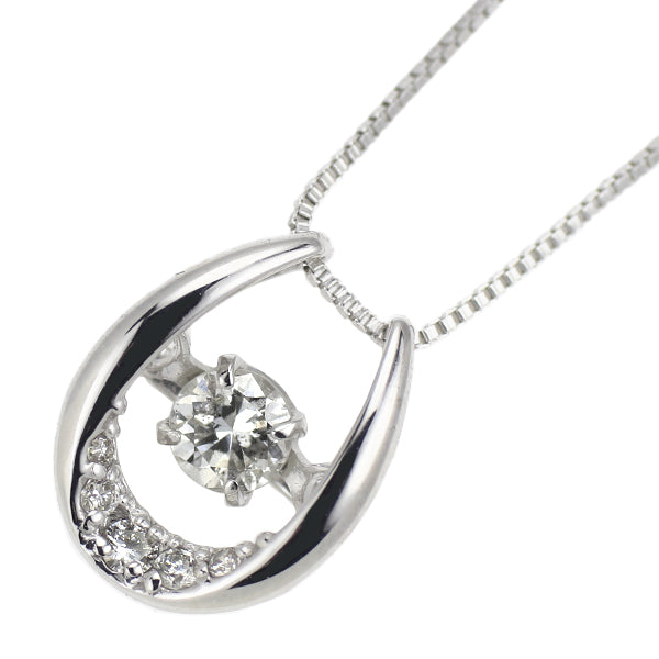 K18WG ダイヤモンド ペンダントネックレス 0.09ct D0.02ct 馬蹄 ホースシュー