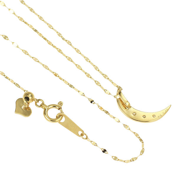 K18YG ダイヤモンド ペンダントネックレス 0.03ct 月