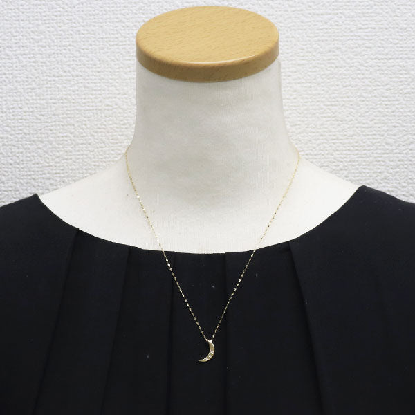 K18YG ダイヤモンド ペンダントネックレス 0.03ct 月