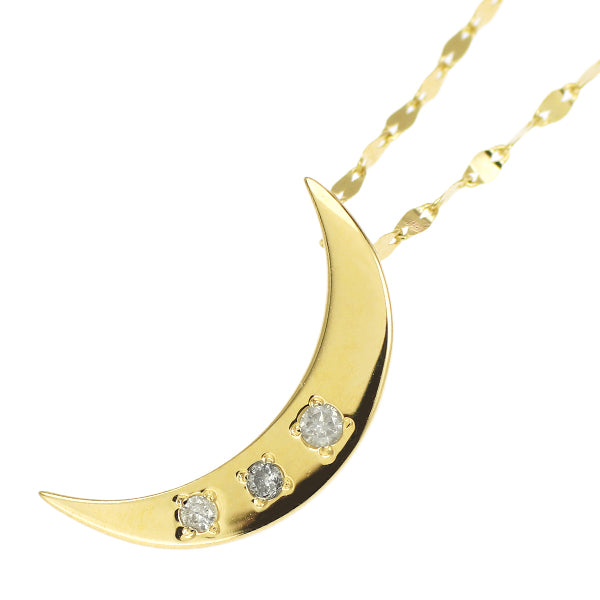 K18YG ダイヤモンド ペンダントネックレス 0.03ct 月