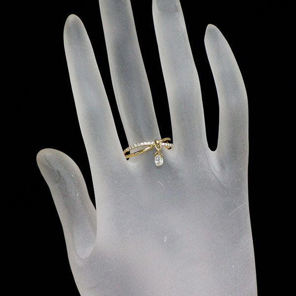 K18YG ブリオレットカット ダイヤモンド ダイヤモンド リング 0.42ct D0.10ct