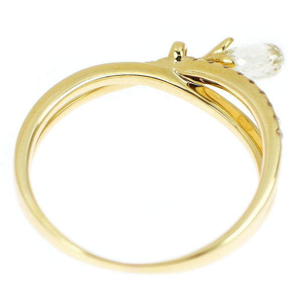 K18YG ブリオレットカット ダイヤモンド ダイヤモンド リング 0.42ct D0.10ct