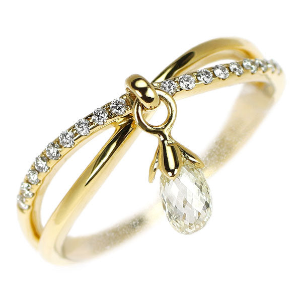 K18YG ブリオレットカット ダイヤモンド ダイヤモンド リング 0.42ct D0.10ct