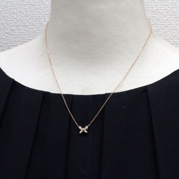 K18PG ダイヤモンド ペンダントネックレス 0.20ct 蝶
