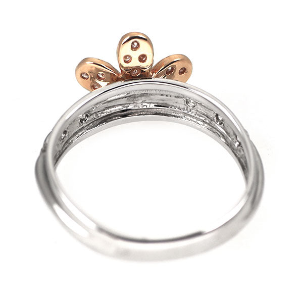 K14WG/ K14PG ダイヤモンド リング 0.18ct ピンキー フラワー