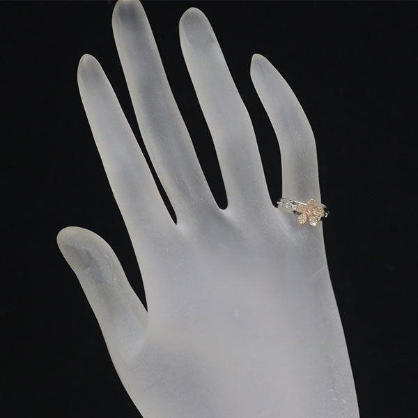 K14WG/ K14PG ダイヤモンド リング 0.18ct ピンキー フラワー