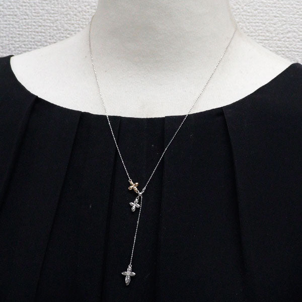 K14WG/K18PG/ K18WG ダイヤモンド ペンダントネックレス 0.05ct クロス