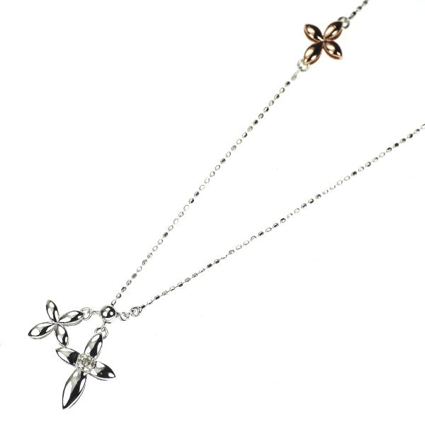 K14WG/K18PG/ K18WG ダイヤモンド ペンダントネックレス 0.05ct クロス