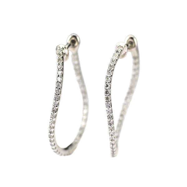 K18WG ダイヤモンド ピアス 0.50ct フープ