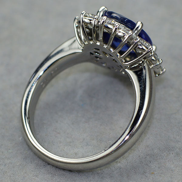 Pt900 ビルマ/ミャンマー産非加熱サファイア ダイヤモンド リング 3.025ct D1.67ct