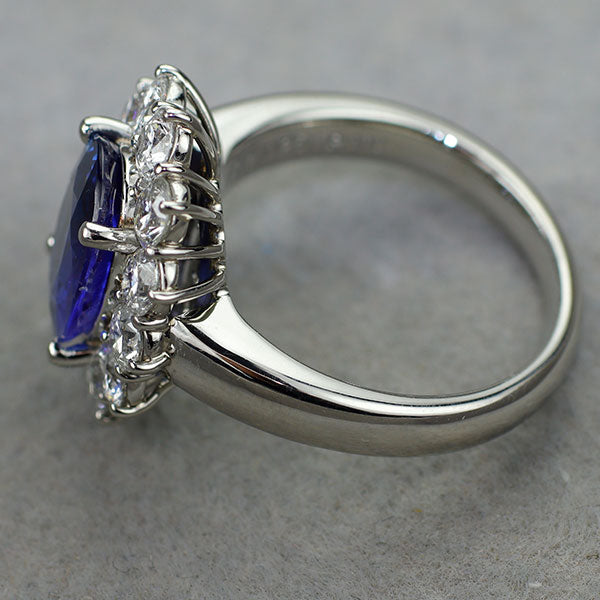 Pt900 ビルマ/ミャンマー産非加熱サファイア ダイヤモンド リング 3.025ct D1.67ct
