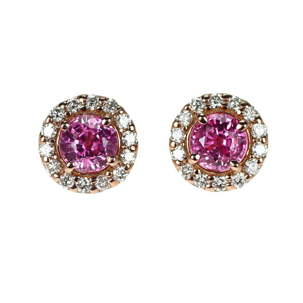 新品 K18PG ピンクサファイア ダイヤモンド ピアス 0.80ct D0.22ct【エスコレ】