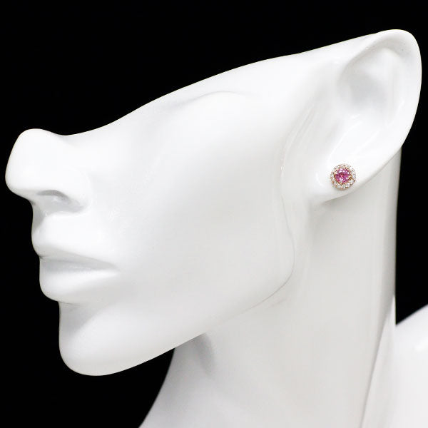 新品 K18PG ピンク サファイア ダイヤモンド ピアス 0.80ct D0.22ct 【エスコレ】