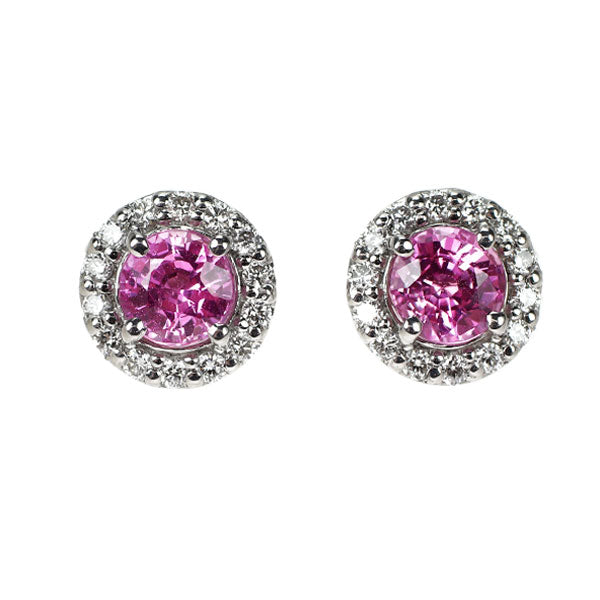 新品 Pt900 ピンクサファイア ダイヤモンド ピアス 1.00ct D0.22ct【エスコレ】