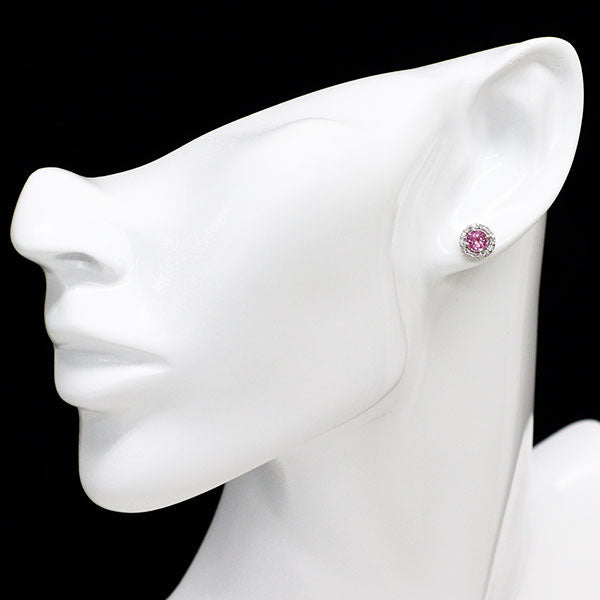 新品 Pt900 ピンクサファイア ダイヤモンド ピアス 1.00ct D0.22ct【エスコレ】