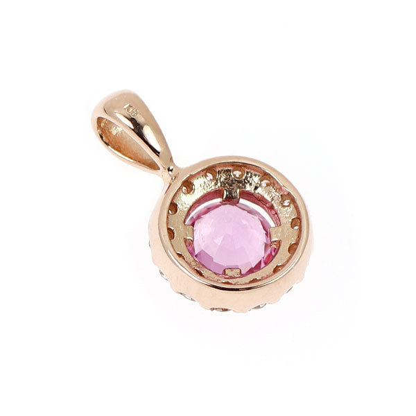 新品 K18PG ピンクサファイア ダイヤモンド ペンダントトップ 0.40ct D0.11ct【エスコレ】