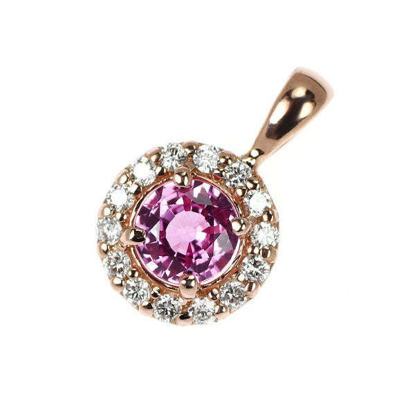 新品 K18PG ピンクサファイア ダイヤモンド ペンダントトップ 0.30ct D0.11ct 【エスコレ】
