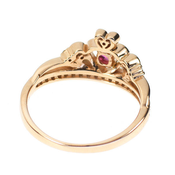 K18PG ピンク サファイア ダイヤモンド リング 0.15ct D0.19ct ティアラ ハート