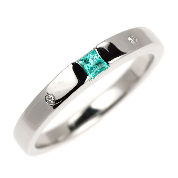 Pt900 パライバトルマリン ダイヤモンド リング 0.10ct D0.02ct
