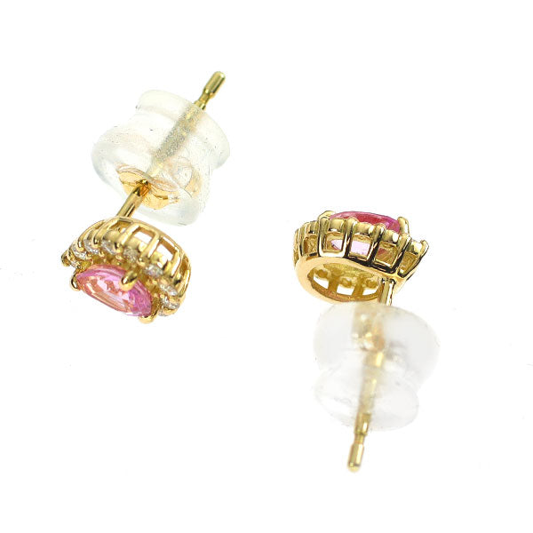 K18YG ピンクサファイア ダイヤモンド ピアス 0.30ct D0.10ct