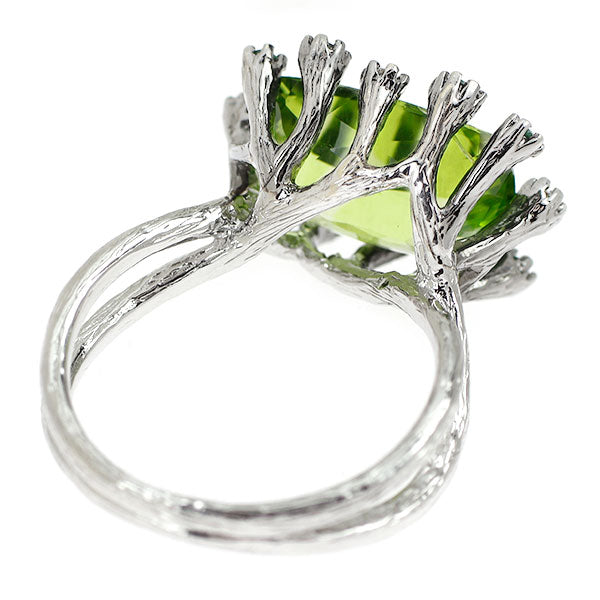 K18WG ペリドット グリーンガーネット ダイヤモンド リング 5.49ct G0.17ct D0.07ct