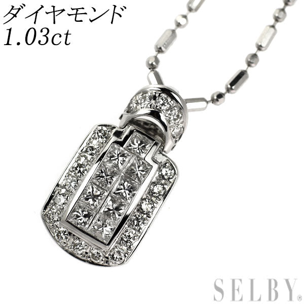 Pt900/Pt850 ダイヤモンド ペンダントネックレス 1.03ct  ミステリーセッティング