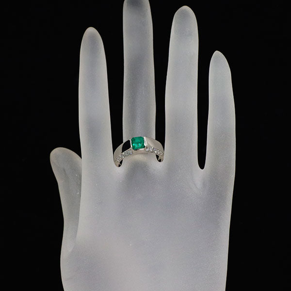 Pt900 エメラルド ダイヤモンド リング 0.75ct D0.52ct