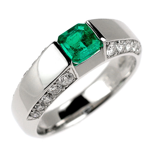 Pt900 エメラルド ダイヤモンド リング 0.75ct D0.52ct
