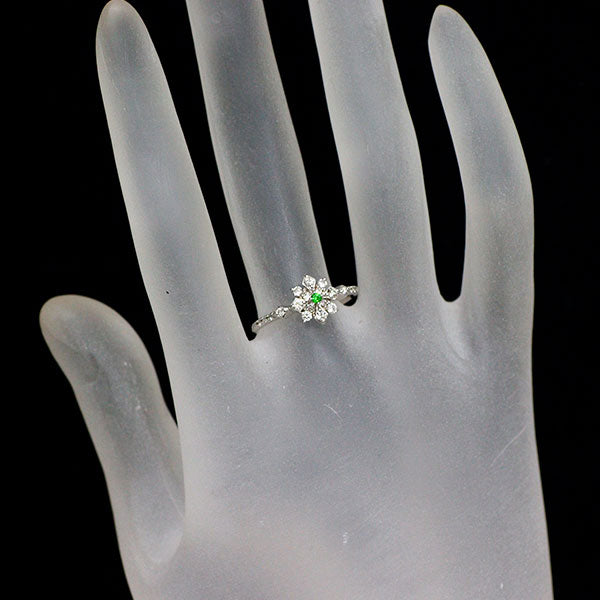 希少 Pt900 デマントイドガーネット ダイヤモンド リング 0.02ct D0.28ct