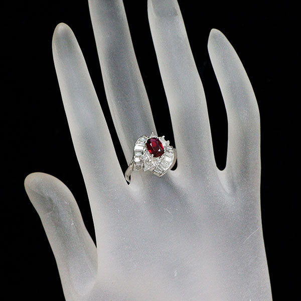Pt900 ルビー ダイヤモンド リング 1.062ct D1.65ct