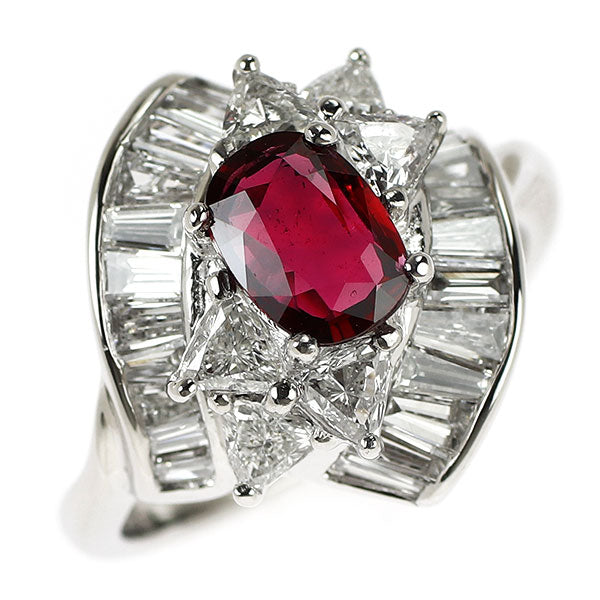 Pt900 ルビー ダイヤモンド リング 1.062ct D1.65ct