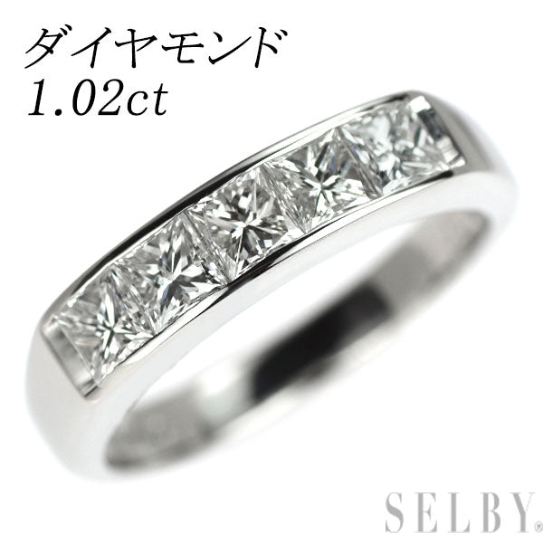 Pt900 プリンセスカット ダイヤモンド リング 1.02ct  一文字