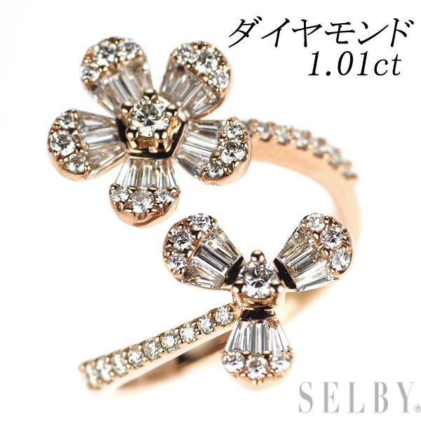 K18PG ダイヤモンド リング 1.01ct フラワー