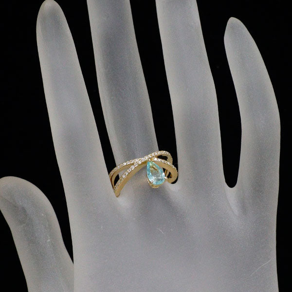 K18YG パライバ トルマリン ダイヤモンド リング 0.639ct D0.359ct 希少