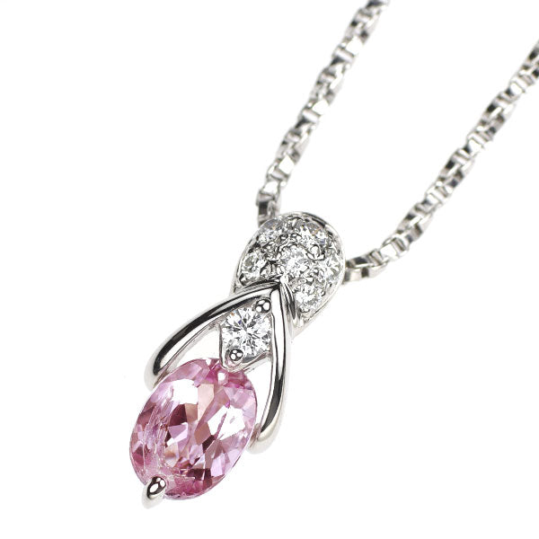 ポーラ Pt900 ピンクインペリアルトパーズ ダイヤモンド ペンダントネックレス 0.90ct 0.11ct