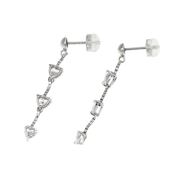 Pt900 ハートシェイプ ダイヤモンド ピアス 1.18ct スリーストーン