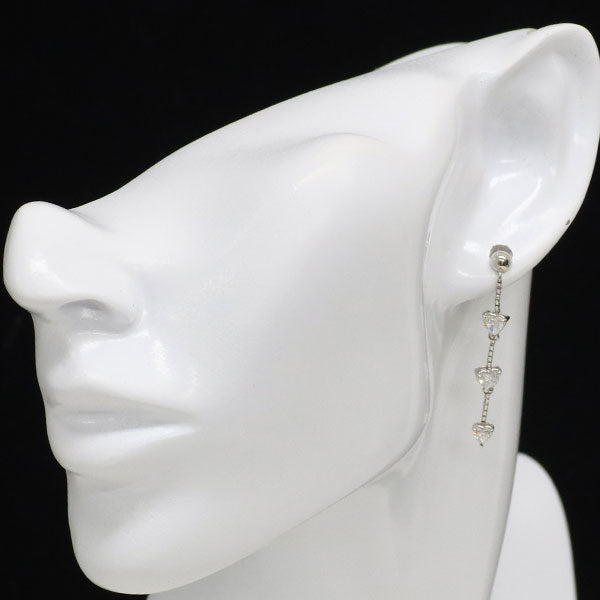 Pt900 ハートシェイプ ダイヤモンド ピアス 1.18ct スリーストーン