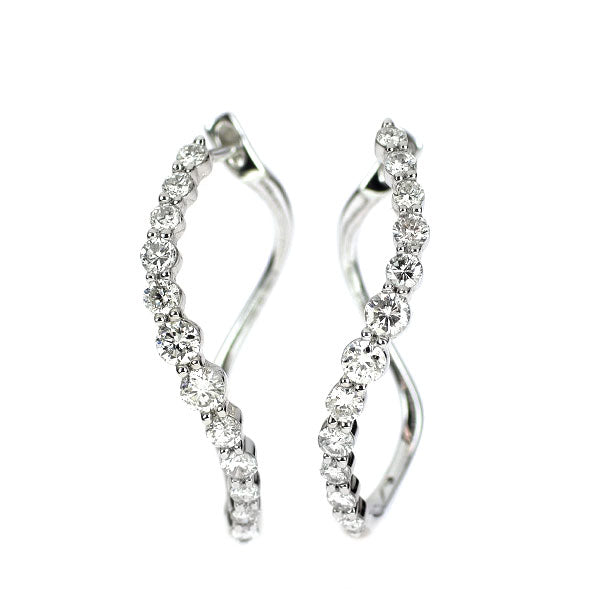K18WG ダイヤモンド フープ ピアス 0.78ct