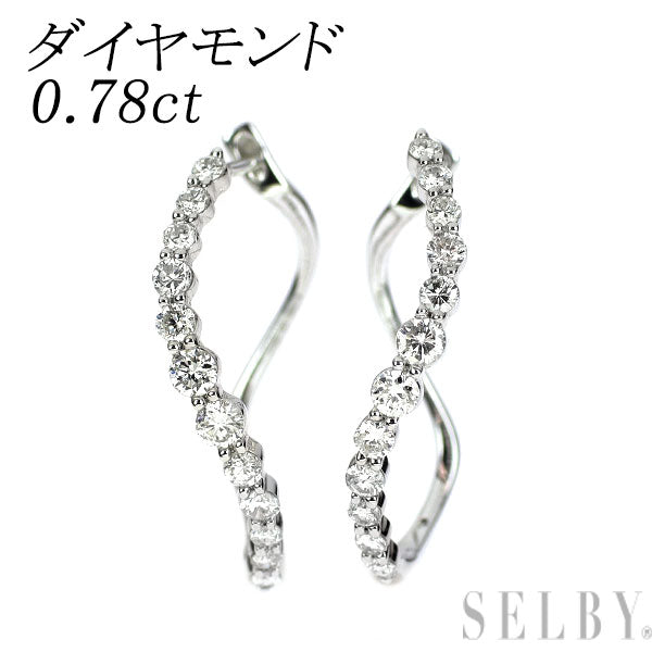 K18WG ダイヤモンド フープ ピアス 0.78ct