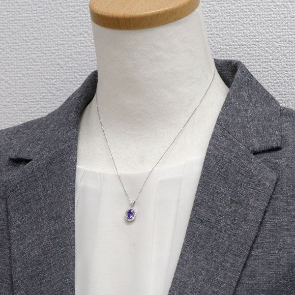 K18WG タンザナイト ダイヤモンド ペンダントネックレス 0.87ct D0.18ct